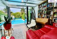 Moderne Designvilla mit Pool, Wintergarten, Kamin - Massivbau in Toplage mit perfekter Anbindung an die U6 (550 m) und Badner Bahn (350 m)