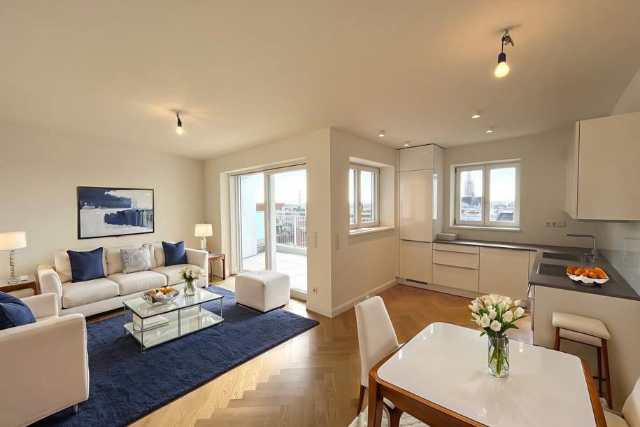 3-Zimmer DG mit Terrasse + Traumblick in 1030, Nähe Donaukanal!, Wohnung-miete, 2.484,72,€, 1030 Wien 3., Landstraße