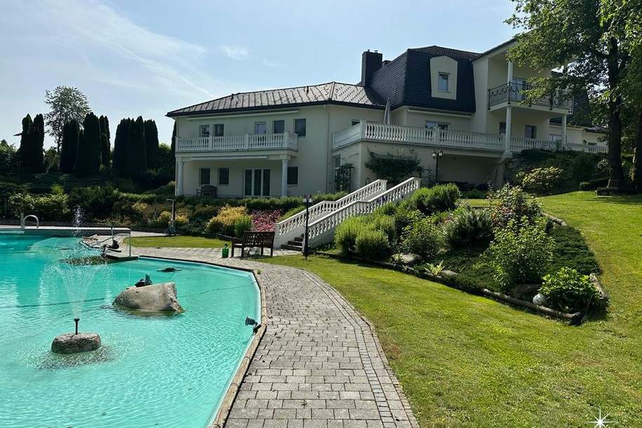 Villa auf großem Parkgrundstück am Wörthersee: 8 Zimmer, Aufzug, Aussenpool, Pferdekoppel mit Pferdestall., Haus-kauf, 6.200.000,€, 9220 Villach Land