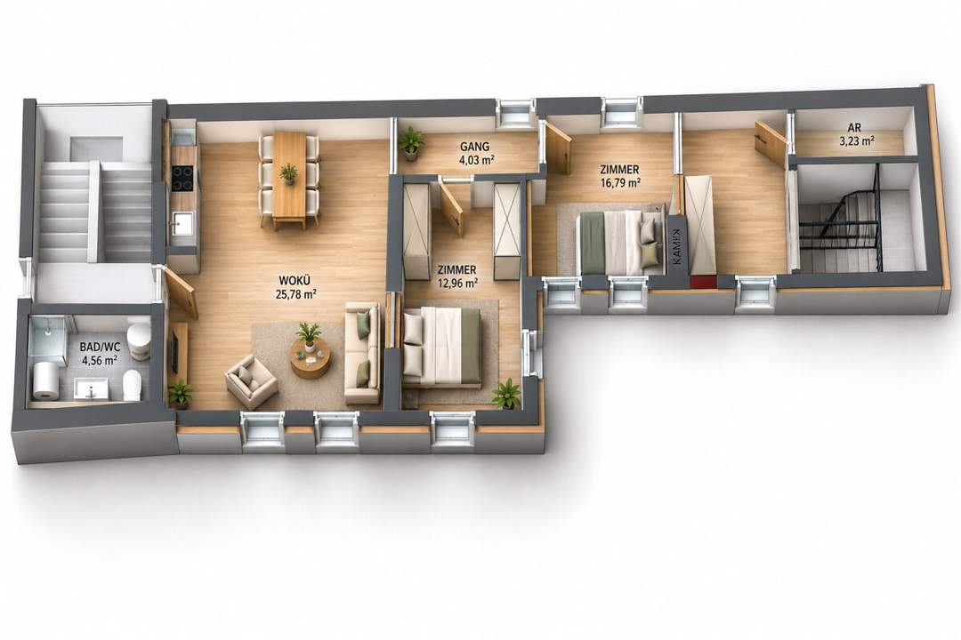 3-Zimmer-Wohnung in zentraler Lage mit Garagenplatz