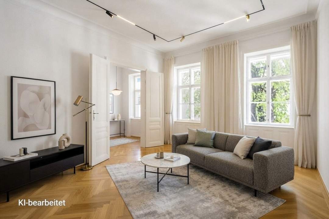 Stil-Altbauwohnung in Innenhoflage nebst Neubaugasse an der Grenze 7./ 8. Bezirk