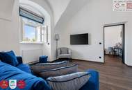 Leben im historischen „Freihof“ in Döbling: großzügige 3 Zimmer Wohnung mit Blick auf die Donau - Optional mit Parkplatz & Garten mit Pool
