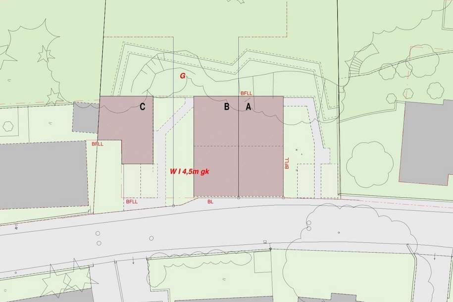 baugenehmigtes Wohnbauprojekt für 5 Familienhäuser in außergewöhnlicher Villen-Waldrandlage! Rundum - Natur pur!, Grund und Boden-kauf, 998.000,€, 1230 Wien 23., Liesing
