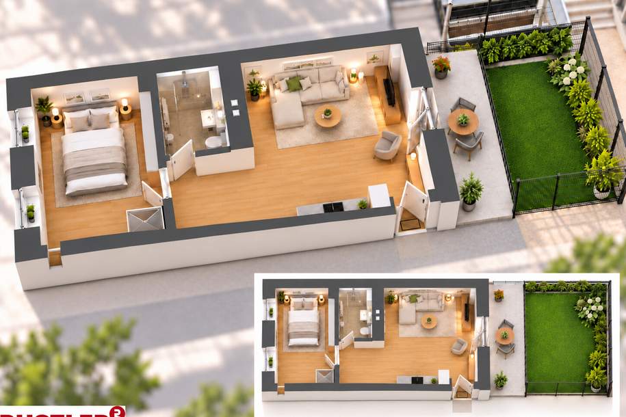 GARTENGLÜCK IN WÄHRING | 2 Zimmer mit Terrasse nahe Kutschkermarkt, Wohnung-kauf, 304.000,€, 1180 Wien 18., Währing