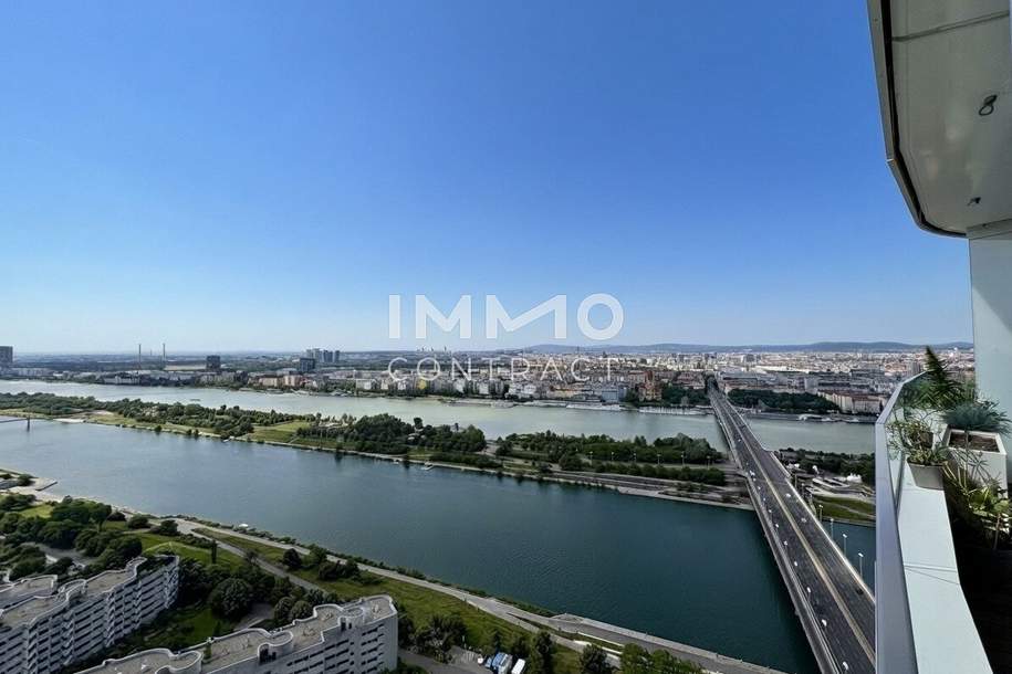 DANUBEFLATS: Elegant möbliertes Studio mit Cityblick: Doorman, Gym, Spa, Pool, Lounges - Internet inkl. - Tiefgaragenstellplatz möglich!, Wohnung-miete, 1.598,96,€, 1220 Wien 22., Donaustadt