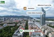 Klimatisierte Dachgeschoss-Wohnung mit Ausblick zur Donau! 5 Minuten zu U6 und S-Bahn Handelskai!