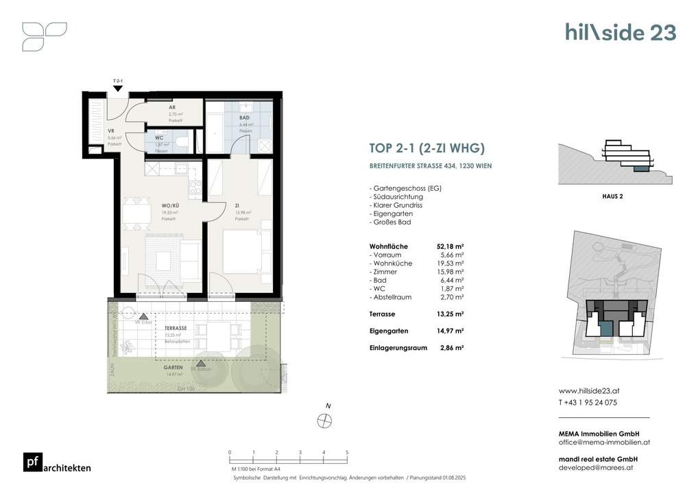 Pärchenhit! Helle 2-Zimmer-Wohnung mit kleinem Garten zu verkaufen!