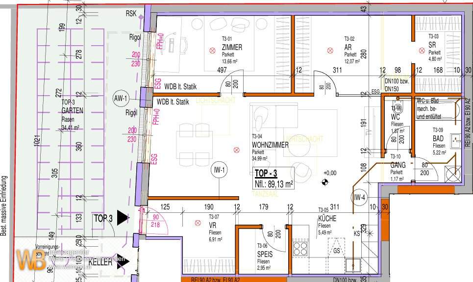 Erstbezug mit Garten: 89m² WFL, 40m² Wohnküche &amp; Zi-14 &amp; AR 12m², PKW-Stellplatz