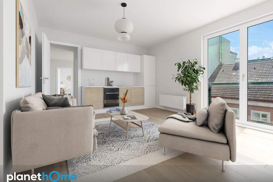 Bestlage Meidling, Fußgängerzone, U-Bahn – 2-Zimmer-Wohnung mit französischem Balkon, Wohnung-kauf, 250.000,€, 1120 Wien 12., Meidling