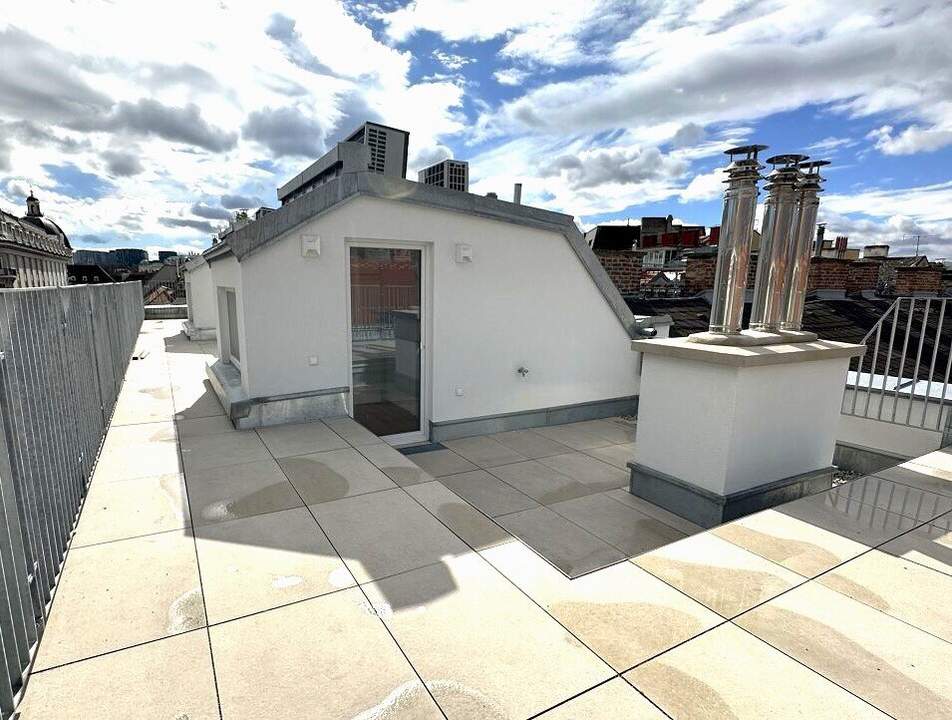 ERSTBEZUG! BOTSCHAFTSVIERTEL, klimatisiertes 91 m2 Dachgeschoss mit 33 m2 Terrasse, Wohnküche, 2 Zimmer, Salesianergasse