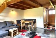 Galeriewohnung mit Kellerersatzraum und Autoabstellplatz am Stadtrand.