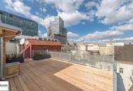 Stilvolle Dachgeschoss-Maisonette mit ca. 37 m² Terrasse, Klimaanlage &amp; Altbaucharme bei Wien Mitte