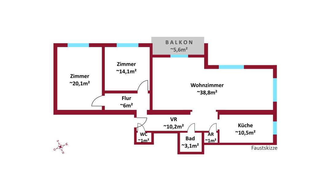 BIETERVERFAHREN! - Absolute Ruhelage mit Balkon! - Großes Wohnzimmer ca. 39m²! - ideale Raumaufteilung! - 2 Bäder möglich!