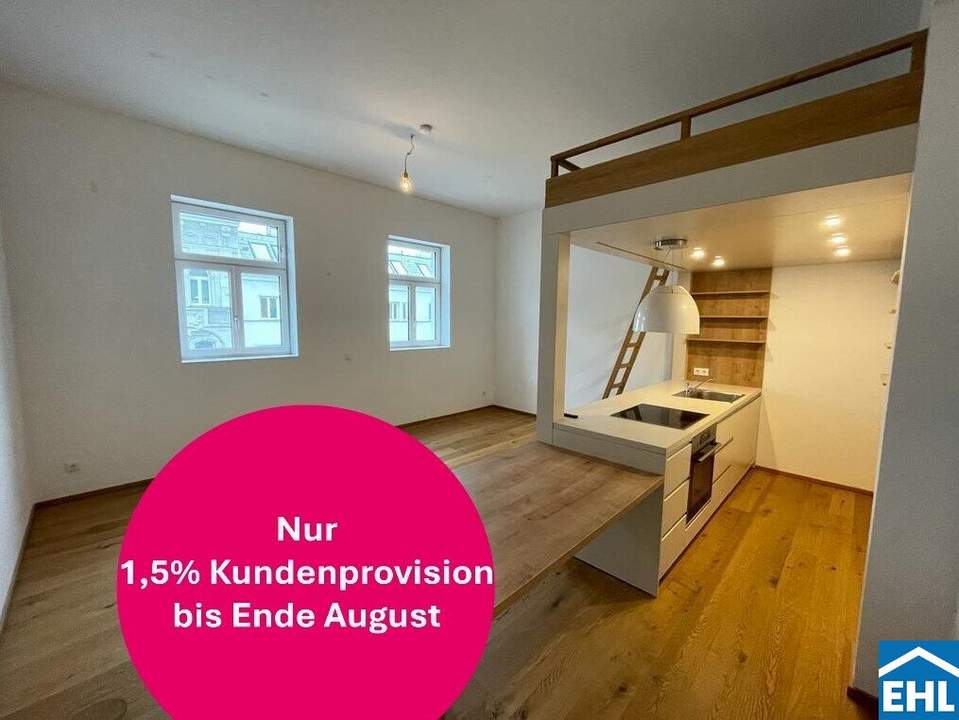 Nähe Naschmarkt: 1-Zimmerwohnung im DG-Ausbau eines stilvollen Altbaus