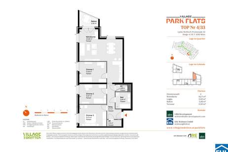 Parknähe und Urbanität – Ihr Anlageobjekt bei den PARK FLATS, Wohnung-kauf, 694.000,€, 1030 Wien 3., Landstraße