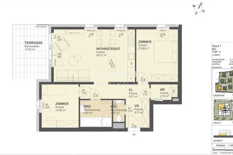 KREMSER WOHNDOMIZIL3Zi -Gartenwohnung 77qm mit 104qm Garten, Tiefgarage in Grünruhelage, Wohnung-kauf, 265.000,€, 3500 Krems an der Donau(Stadt)