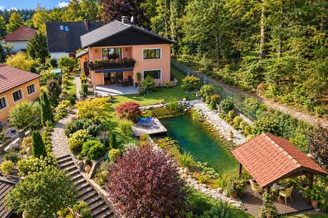 WOHNIDYLLE AM WIENERWALD – TRAUMGARTEN MIT SCHWIMMTEICH & PAVILLON IN ABSOLUTER RUHELAGE, Haus-kauf, 690.000,€, 3004 Tulln
