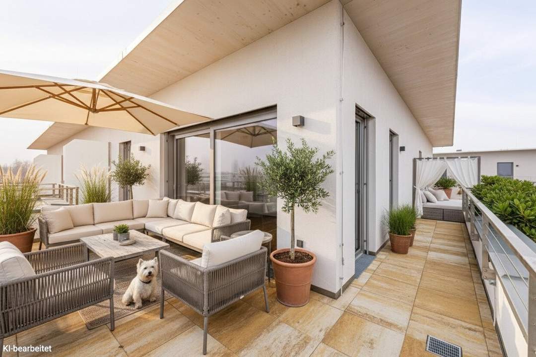 PROVISIONSFREI! Lichtdurchfluteter 4-Zimmer-Dachterrassentraum mit Fernblick | Zugang zur Terrasse von jedem Raum | Ideal für Familien und Freiheitsliebende | Sofort vermietbar