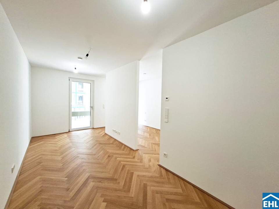Erstbezug - 1,5-Zimmer-Wohntraum mit Balkon in U-Bahnnähe zwischen Augarten &amp; Roßauer Lände - Fitnessstudio, Sauna, Co-Living-Space!