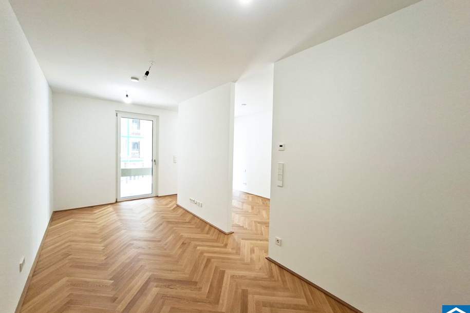 Erstbezug - 1,5-Zimmer-Wohntraum mit Balkon in U-Bahnnähe zwischen Augarten & Roßauer Lände - Fitnessstudio, Sauna, Co-Living-Space!, Wohnung-miete, 945,00,€, 1020 Wien 2., Leopoldstadt