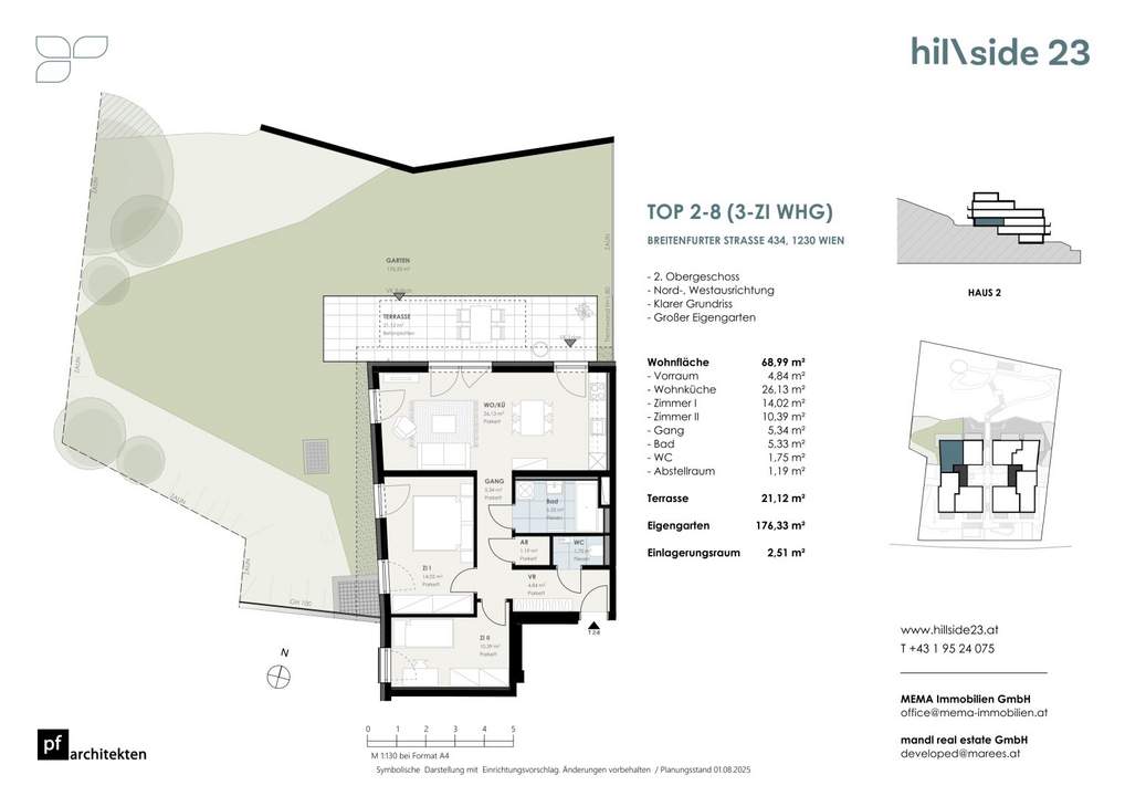 Exklusive 3-Zimmer-Wohnung mit 172 m² Garten zu verkaufen!