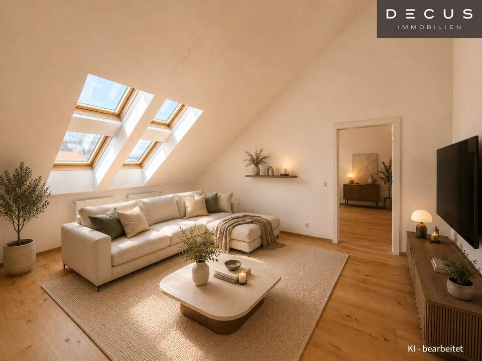 EXKLUSIVE SANIERTE DACHGESCHOSSWOHNUNG | SONNIGE TERRASSE MIT BLICK AUF DIE FRANZ-VON-ASSISI-KIRCHE | MAISONETTE |