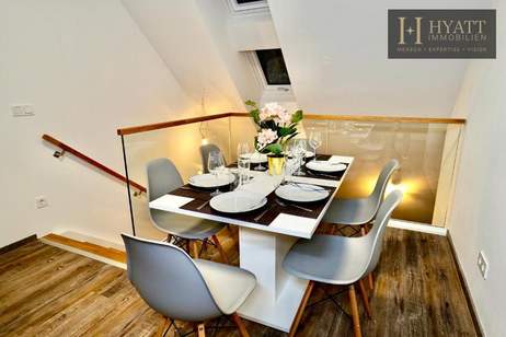 Exklusive Dachgeschoss-Maisonette auf zwei Ebenen | ca. 87 m² Wohnfläche und großzügiger Terrasse | voll möbliert | Eigennutzung oder Kurzzeitvermietung | ca. 6 % Bruttoumsatzrendite 2025, Wohnung-kauf, 195.000,€, 1120 Wien 12., Meidling