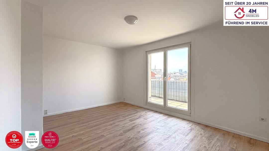 Stilvolle Dachgeschosswohnung im Neubau – U1 direkt vor der Tür