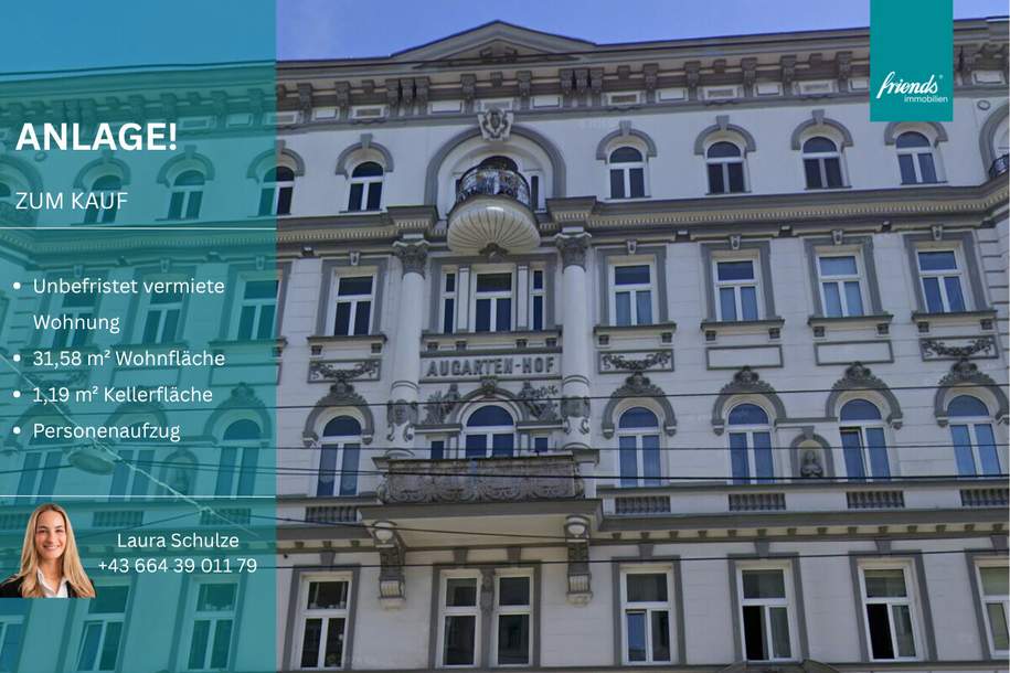 ANLAGE - Unbefristet vermiete Wohnung!, Wohnung-kauf, 95.000,€, 1200 Wien 20., Brigittenau