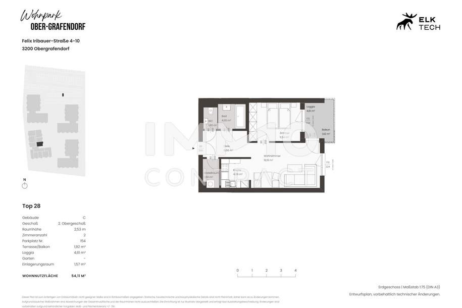 54,11qm 2Zi- O-Balkonwohnung Erstbezug, Ökologische Bauweis, Wohnung-miete, 679,00,€, 3200 Sankt Pölten(Land)