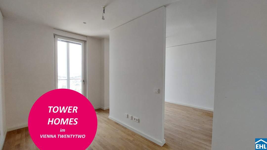 1,5-Zi.-Erstbezug mit Loggia & Rooftop Spa | TOWER HOMES im V22