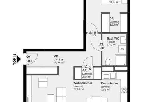 **Mit LOGGIA & SCHRANKRAUM** - top geschnittene 2-Zimmerwohnung, Wohnung-miete, 748,36,€, 8020 Graz(Stadt)