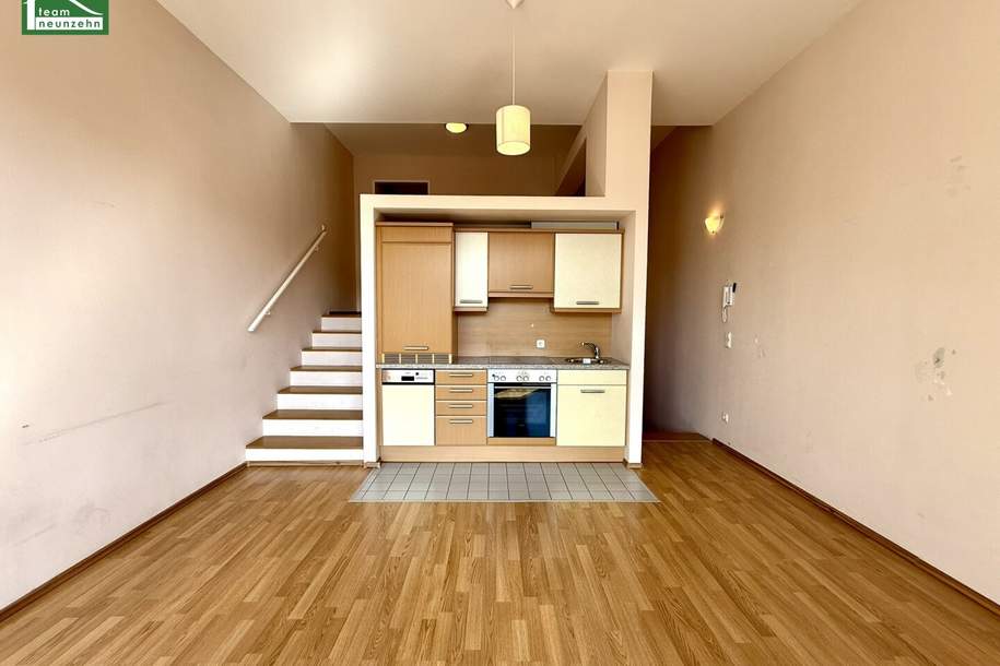 Lichtdurchflutetes Wohnen auf drei Ebenen – Stylische Maisonette mit Loggia in ruhiger Lage nahe dem Wienerberg!, Wohnung-miete, 899,00,€, 1100 Wien 10., Favoriten
