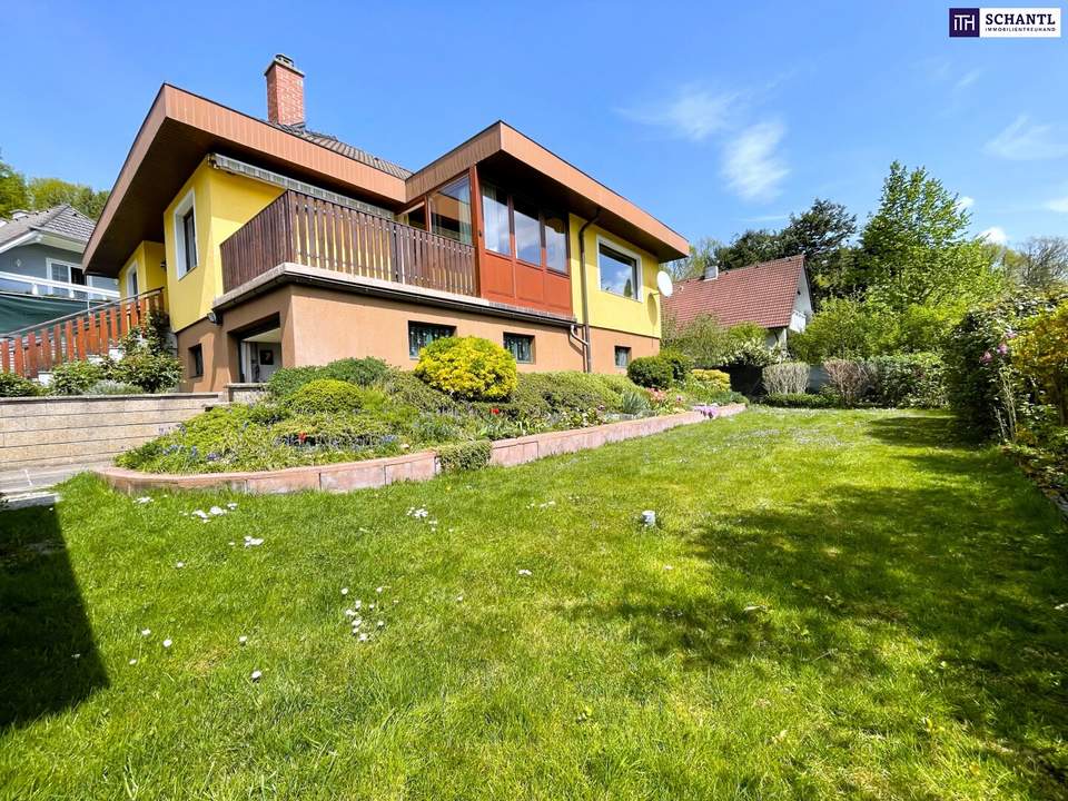 Bungalow-Idyll in Gablitz: Ihr Zuhause mit Wienerwald-Panoramablick: 4 Zimmer I Wintergarten I Südwest-Terrasse I Gartenparadies I Keller I Garage!