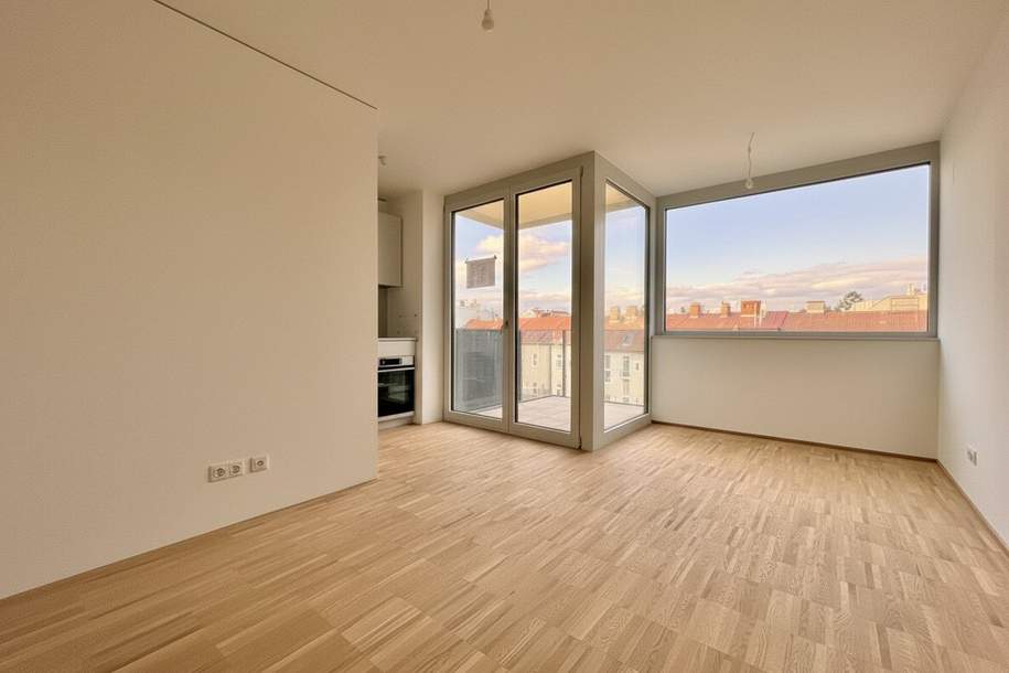 ERSTBEZUG | Außenflächen mit direktem Blick auf den Kahlenberg | vollausgestattete Küchen | Fußbodenheizung und Fußbodenkühlung, Wohnung-miete, 985,00,€, 1210 Wien 22., Donaustadt