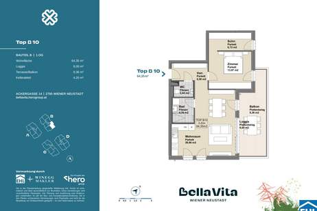 BELLA VITA - Erwerben Sie den zweiten KFZ-Stellplatz mit einem Preisnachlass von 50 %., Wohnung-kauf, 244.900,€, 2700 Wiener Neustadt(Stadt)
