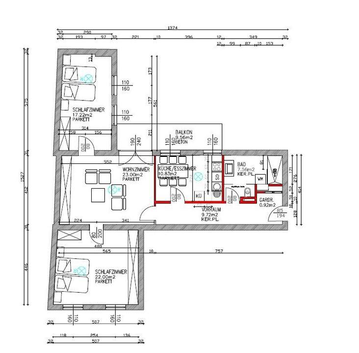ERSTBEZUG nach Renovierung – großzügige Wohnung im Zentrum mit Terrasse zu vermieten