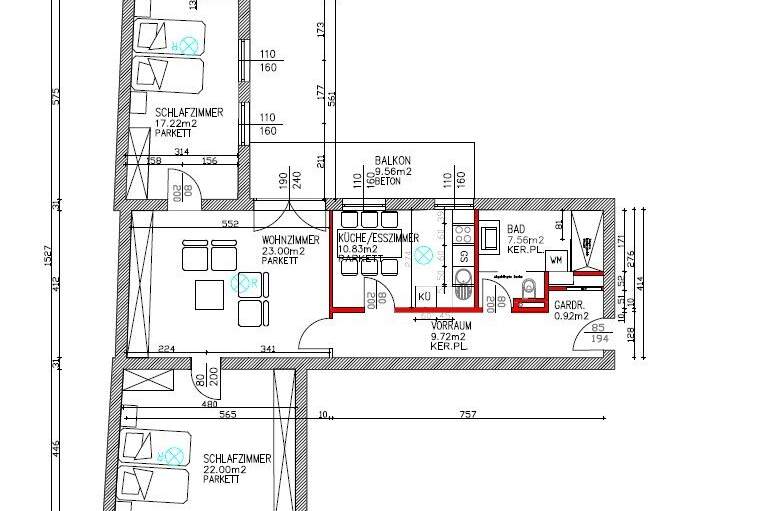 ERSTBEZUG nach Renovierung – großzügige Wohnung im Zentrum mit Terrasse zu vermieten, Wohnung-miete, 1.289,11,€, 7000 Eisenstadt(Stadt)