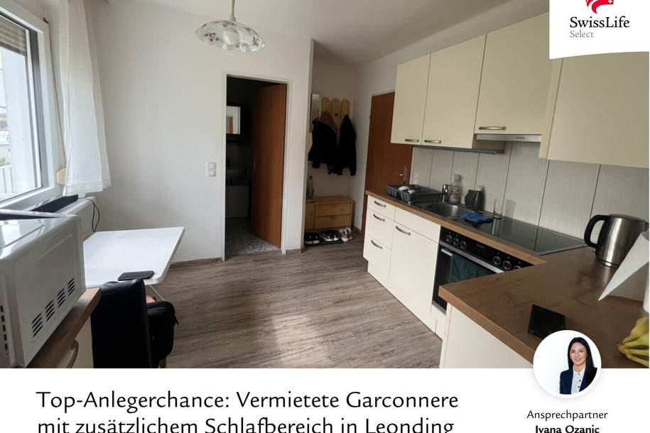Top-Anlegerchance: Vermietete Garconnere mit zusätzlichem Schlafbereich in Leonding, Wohnung-kauf, 92.990,€, 4060 Linz-Land