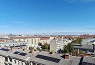 FERNBLICK, TERRASSENHIT, 61 m2 Dachgeschoß mit 48 m2 Terrasse, Wohnküche, 1 Zimmer, Wannenbad, Parketten, Holbeingasse