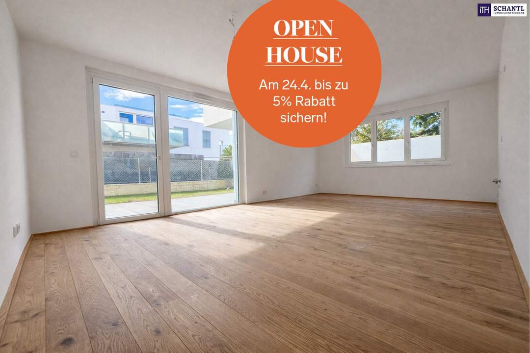 OPEN HOUSE 24.4.! Bis zu -5% Rabatt sichern! FERTIGGESTELLT! Naturnah + perfekt angebunden! 4-Zimmer-Gartenwohnung mit hochwertiger und nachhaltiger Ausstattung im DAS WEGL!