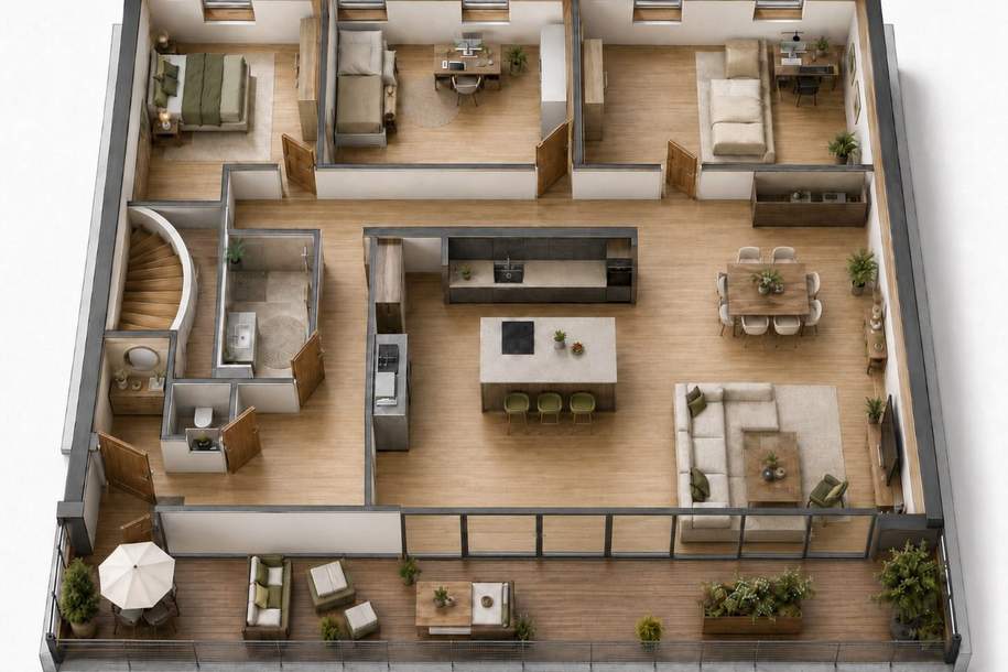 Baubewilligter Rohdachboden mit Parkblick und Balkonen Nähe Brunnenmarkt, Wohnung-kauf, 295.000,€, 1160 Wien 16., Ottakring