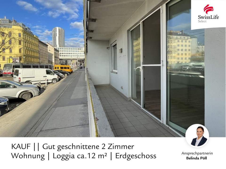 Gut geschnittene 2 Zimmer Wohnung | Loggia ca.12 m² | Erdgeschoss