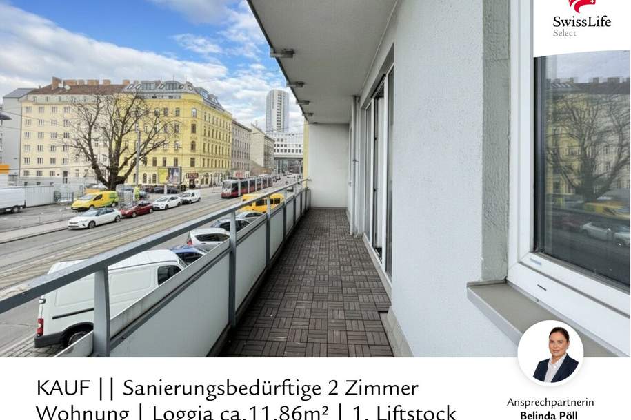 Sanierungsbedürftige 2 Zimmer Wohnung | Loggia ca.11,86m² | 1. Liftstock, Wohnung-kauf, 199.950,€, 1200 Wien 20., Brigittenau