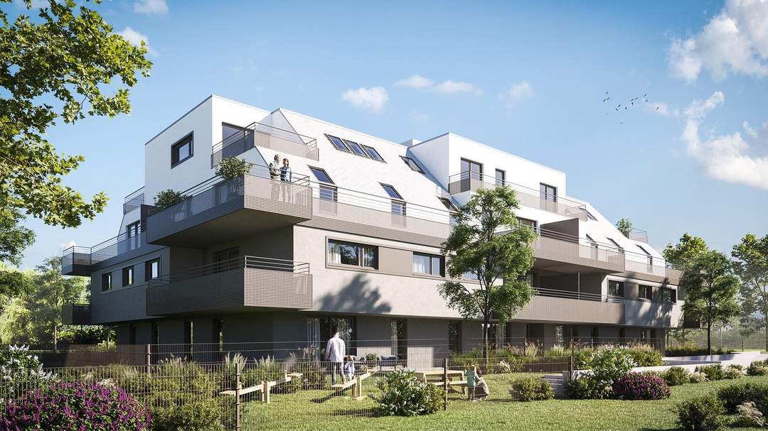 Penthouse-Feeling pur – 2 Zimmer, Terrasse mit Grünblick