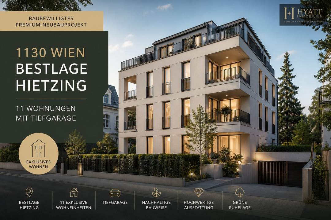 Baubewilligtes Premium-Neubauprojekt in 1130 Wien – 11 Wohnungen mit Tiefgarage in Bestlage Hietzing
