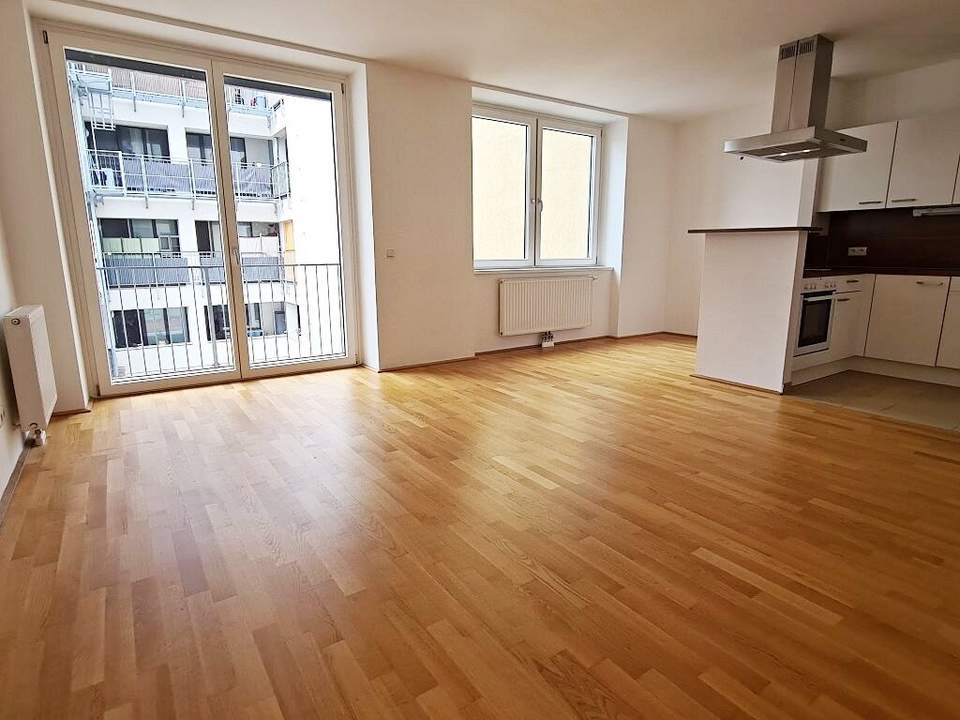 HUMBOLDTGASSE, U1-NÄHE, gepflegte 68 m2 Neubau inkl. 4 m2 Loggia, Wohnküche, 1 Zimmer, 3. Liftstock