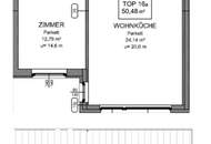 TERRASSENHIT, LORYSTRASSE, vermietete 50 m2 Neubau mit 38 m2 Terrasse, 2 Zimmer, Komplettküche, Duschbad, Parketten, 4. Liftstock
