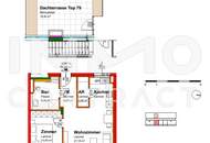 53,21qm 2ZI- Dachgeschosswohnung mit 19,55qm Terrasse, 30qm Gründach, und 14,07qm Balkon