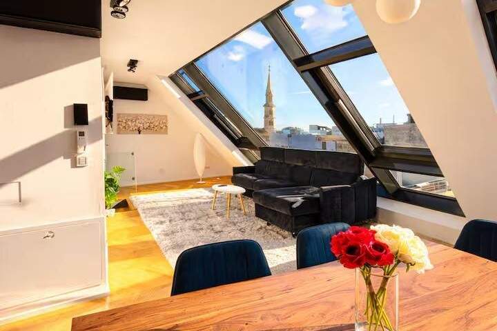 +++Erstbezug lichtdurchflutete 4-Zimmer Dachgeschosswohnung mit Wienblick und Bergblick + Terrasse- NESTROYPLATZ, Wohnung-kauf, 1.390.000,€, 1020 Wien 2., Leopoldstadt